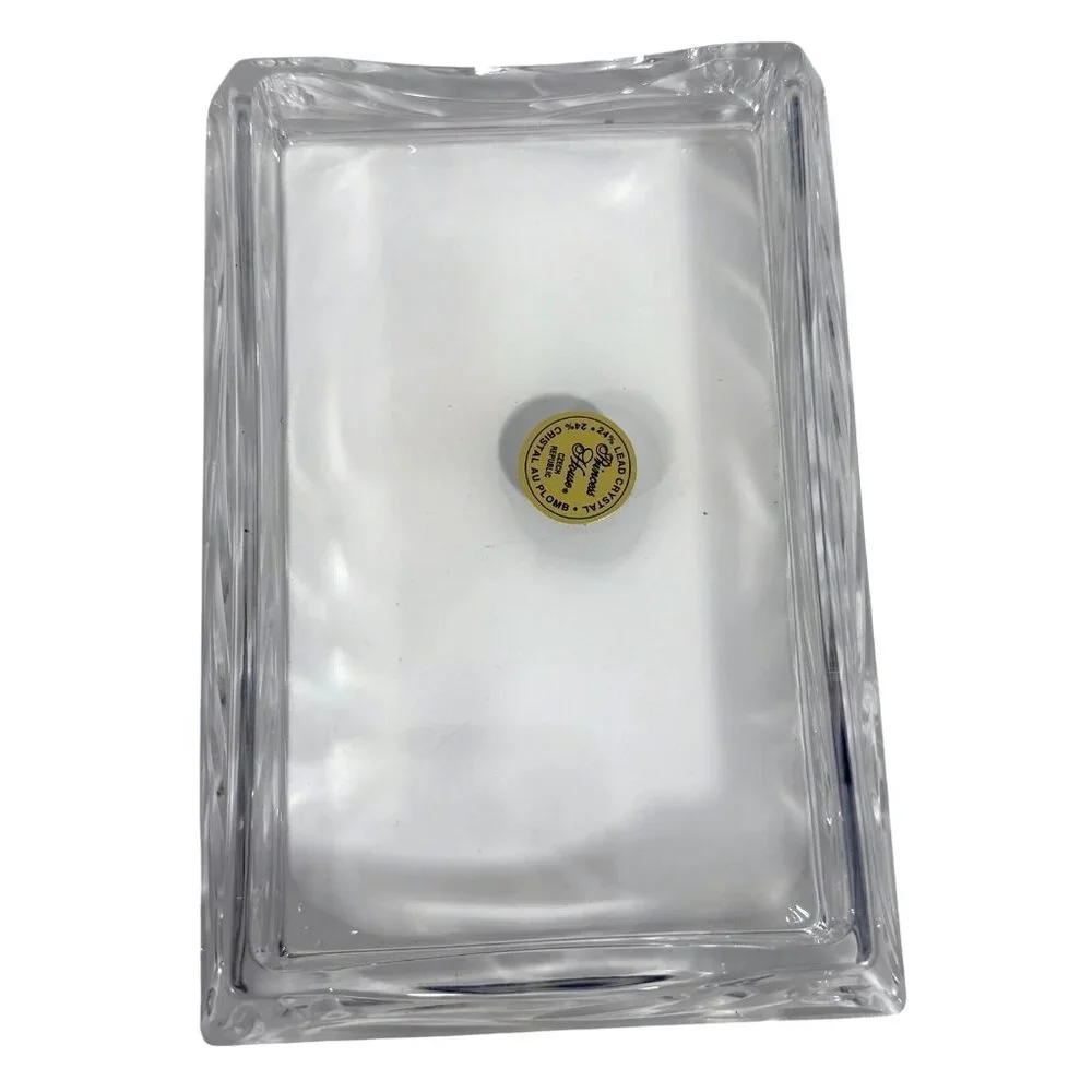Princess House 24% Lead Crystal Memo Pad Holder Retired + Original Paper